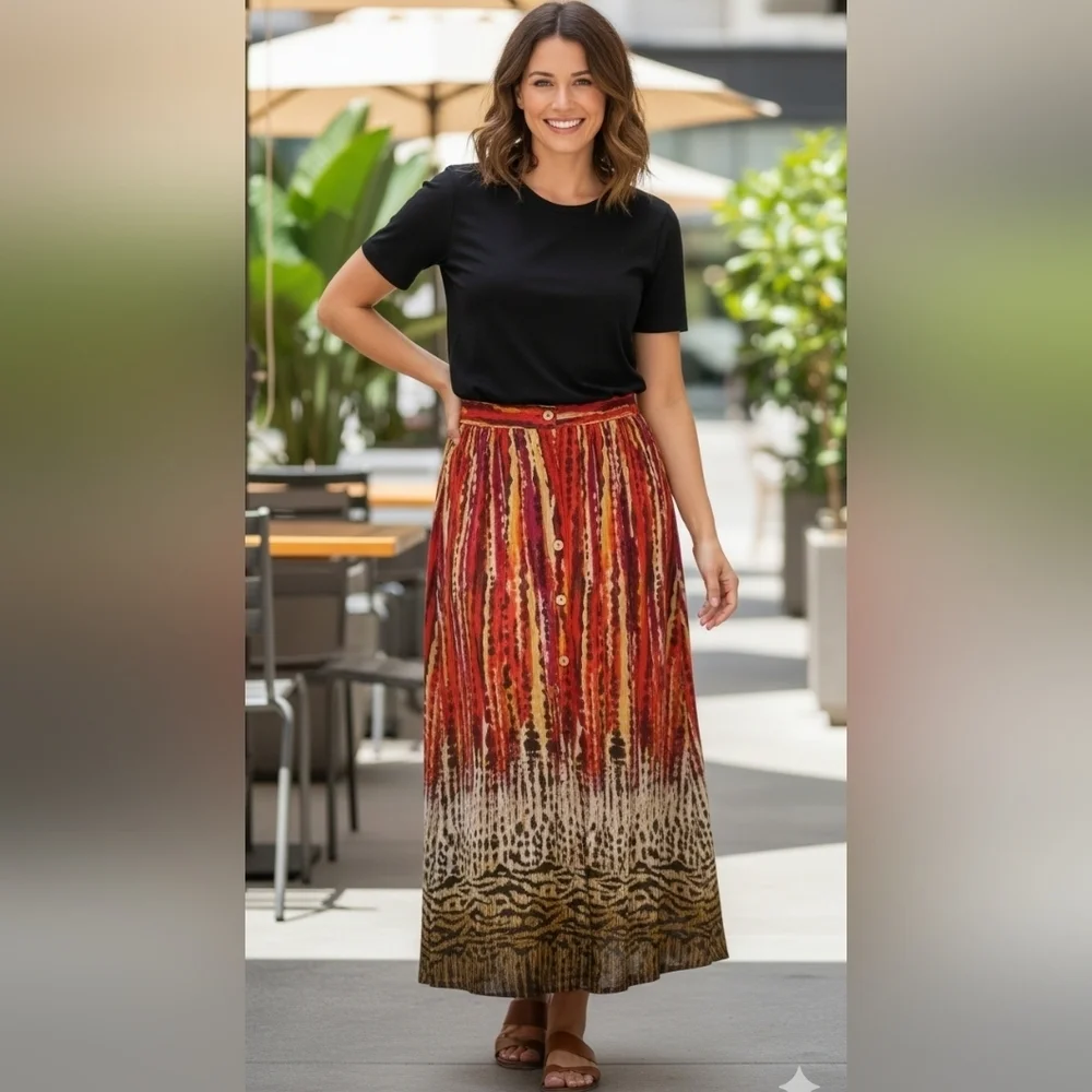 {Peter Nygard} Women's Button Front Animal Print Skirt - Size 10 - Picture 1 of 12